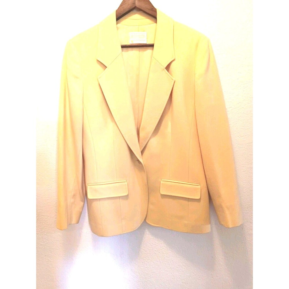 Vintage 90s Pendleton 100% Virgin Wool Yellow Blazer Jacket Coat Size 12 USA